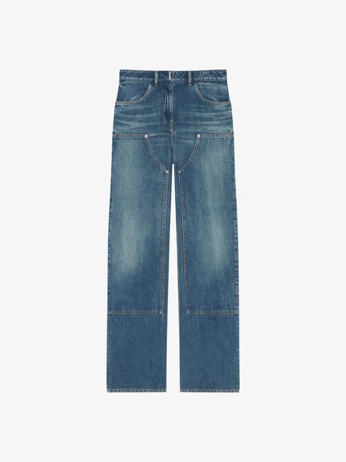 Women Pants and Shorts Givenchy Oversized Jeans In Denim With Patches Deep Blue