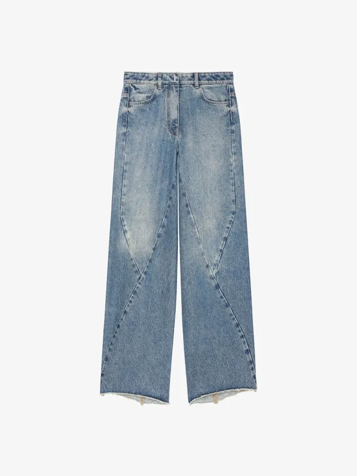 Women Pants and Shorts Givenchy Oversized Jeans In Denim With Stitching Details Medium Blue