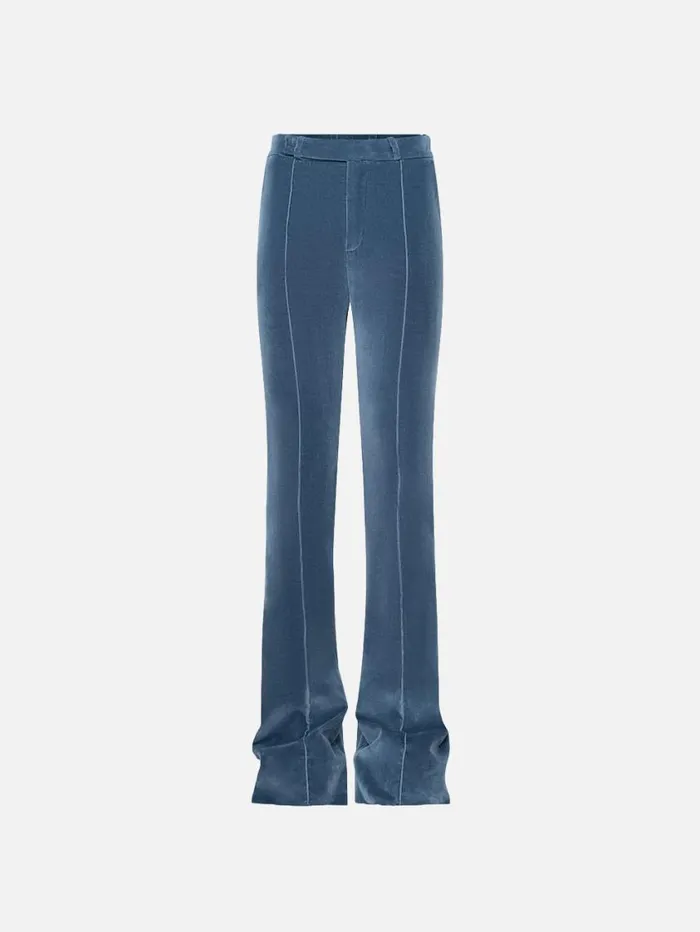 Women Pants FRAME The Slim Stacked Velvet Trouser 8212 Denim Blue