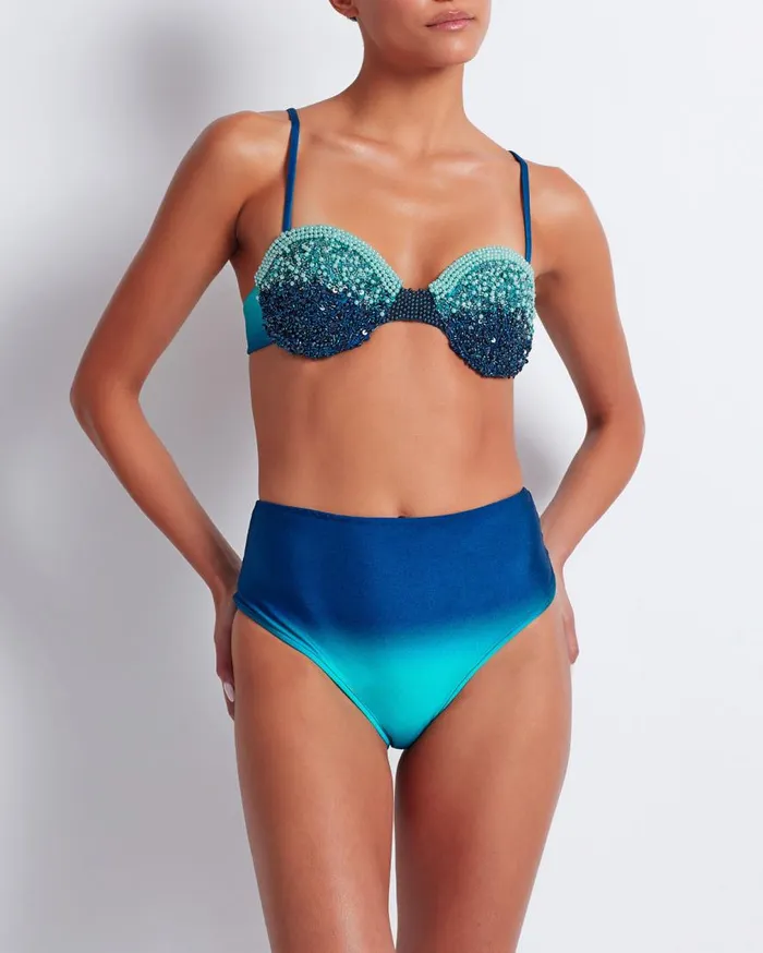 Women PatBO Bikinis HANDBEADED OMBRE BIKINI TOP FINAL SALE High Tide Women PatBO Bikinis HANDBEADED OMBRE BIKINI TOP FINAL SALE High Tide