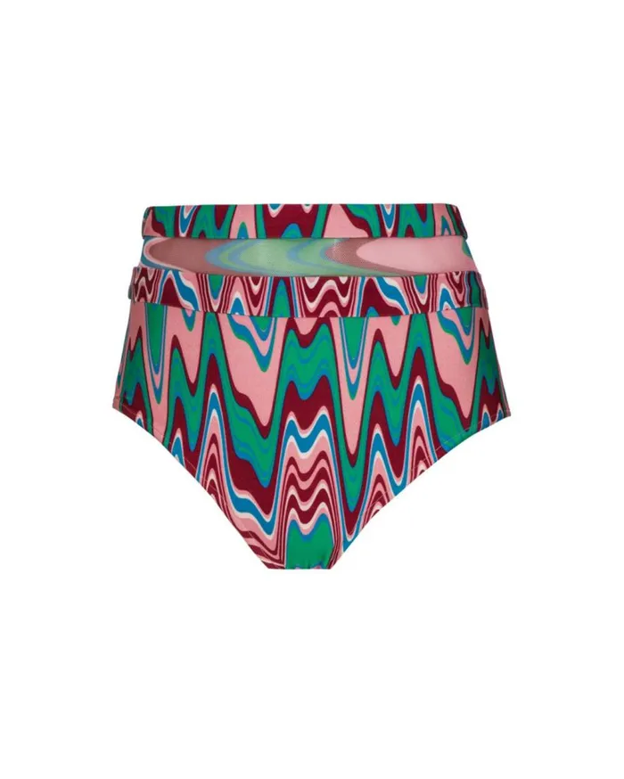 Women PatBO Bikinis Wave Printed Mesh Bikini Bottom FINAL SALE Green Multi Women PatBO Bikinis Wave Printed Mesh Bikini Bottom FINAL SALE Green Multi