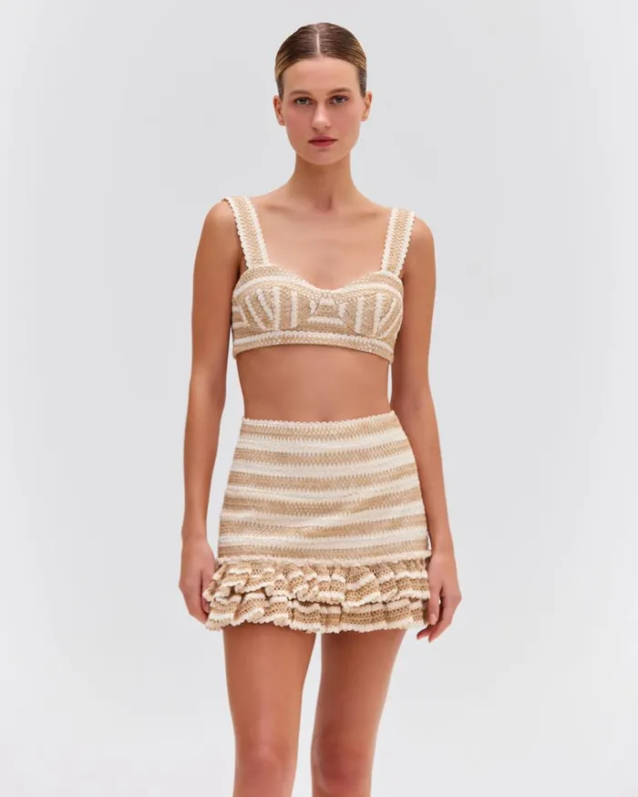 Women PatBO Bottoms JUTE MINI SKORT Sand