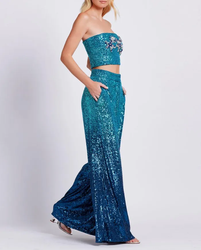 Women PatBO Bottoms OMBRE SEQUIN WIDE LEG PANT FINAL SALE High Tide