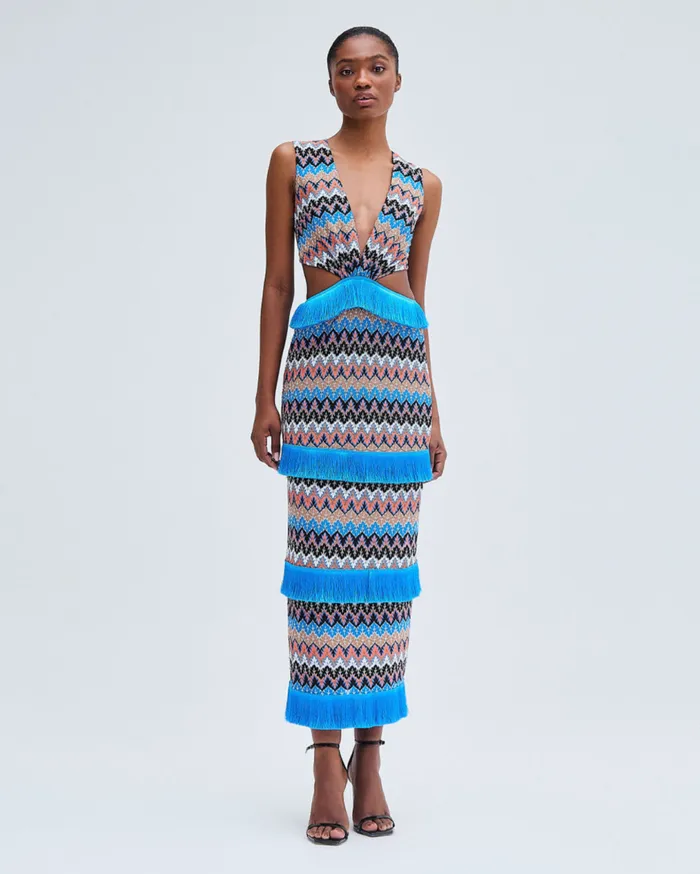 Women PatBO Dresses and Jumpsuits Crochet Cutout Midi Dress Black Multi