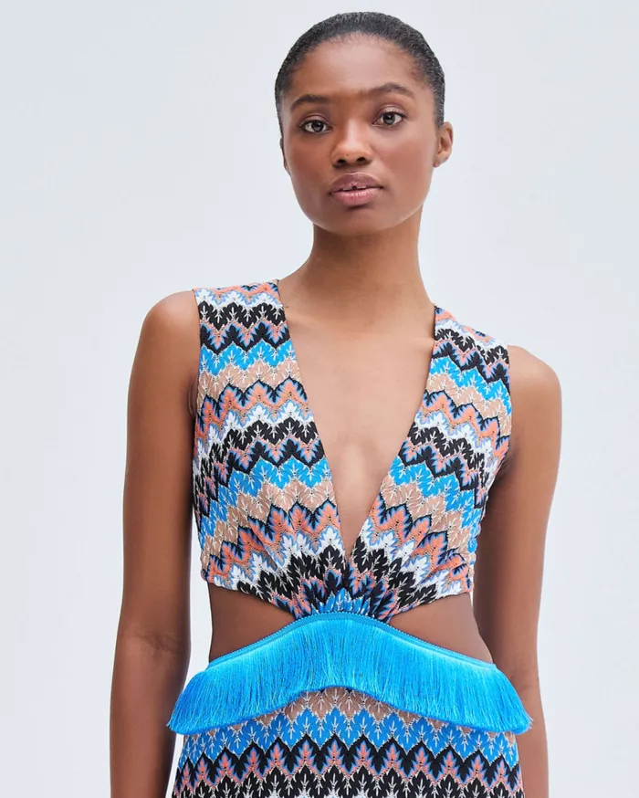 Women PatBO Dresses and Jumpsuits Crochet Cutout Midi Dress Black Multi