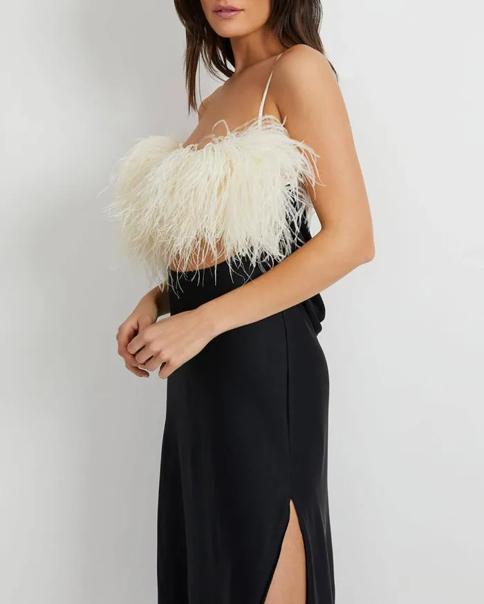 Women PatBO Dresses and Jumpsuits FEATHER TRIM MAXI SLIP DRESS FINAL SALE Black Women PatBO Dresses and Jumpsuits FEATHER TRIM MAXI SLIP DRESS FINAL SALE Black