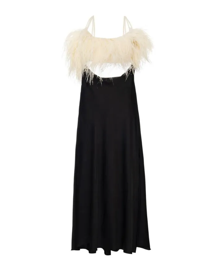 Women PatBO Dresses and Jumpsuits FEATHER TRIM MAXI SLIP DRESS FINAL SALE Black Women PatBO Dresses and Jumpsuits FEATHER TRIM MAXI SLIP DRESS FINAL SALE Black