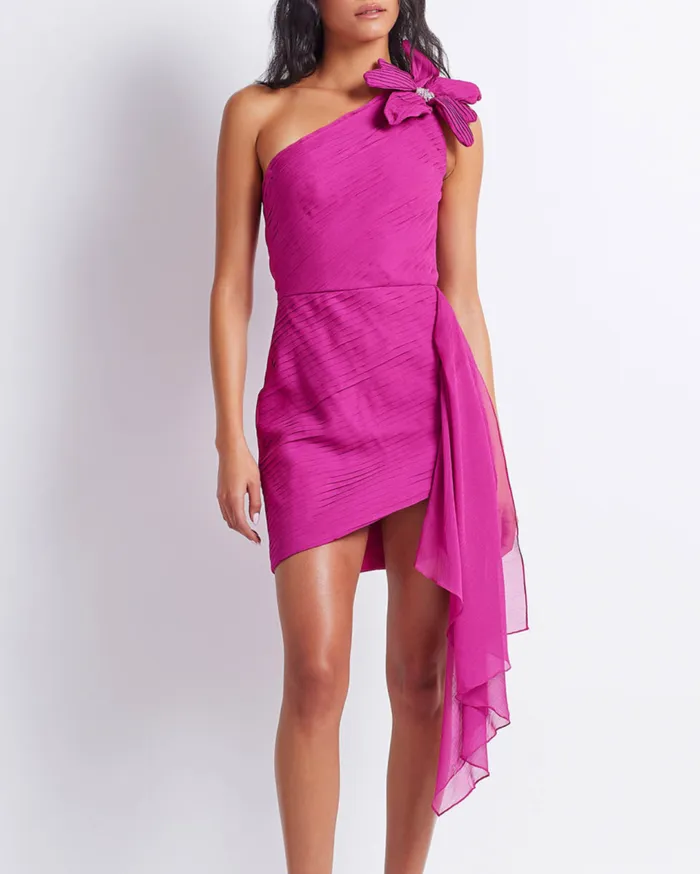 Women PatBO Dresses and Jumpsuits Flower Appliqu Mini Dress FINAL SALE Pink