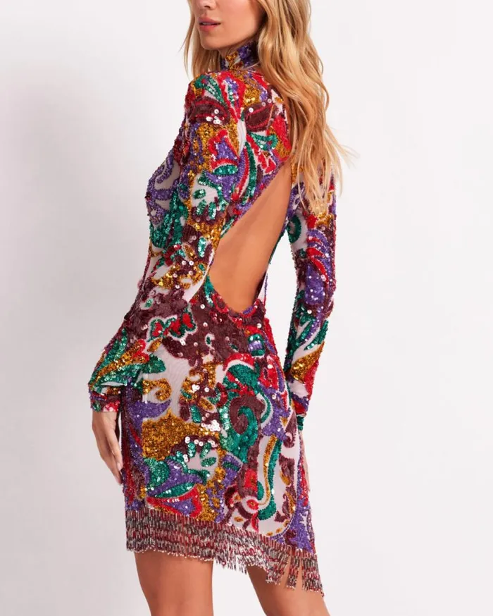 Women PatBO Dresses and Jumpsuits HandBeaded Daydreamer Mini Dress FINAL SALE Multi