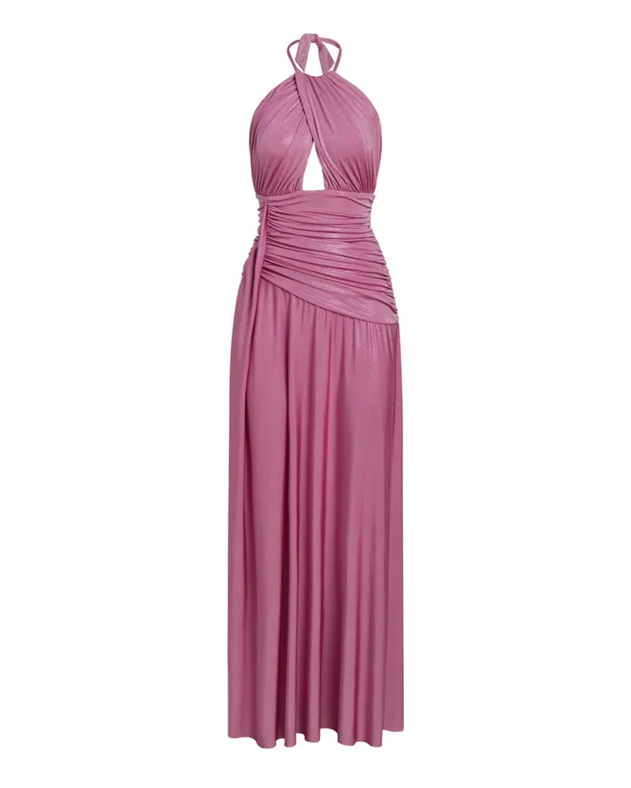 Women PatBO Dresses and Jumpsuits Metallic Jersey Halterneck Maxi Dress Lilac Women PatBO Dresses and Jumpsuits Metallic Jersey Halterneck Maxi Dress Lilac