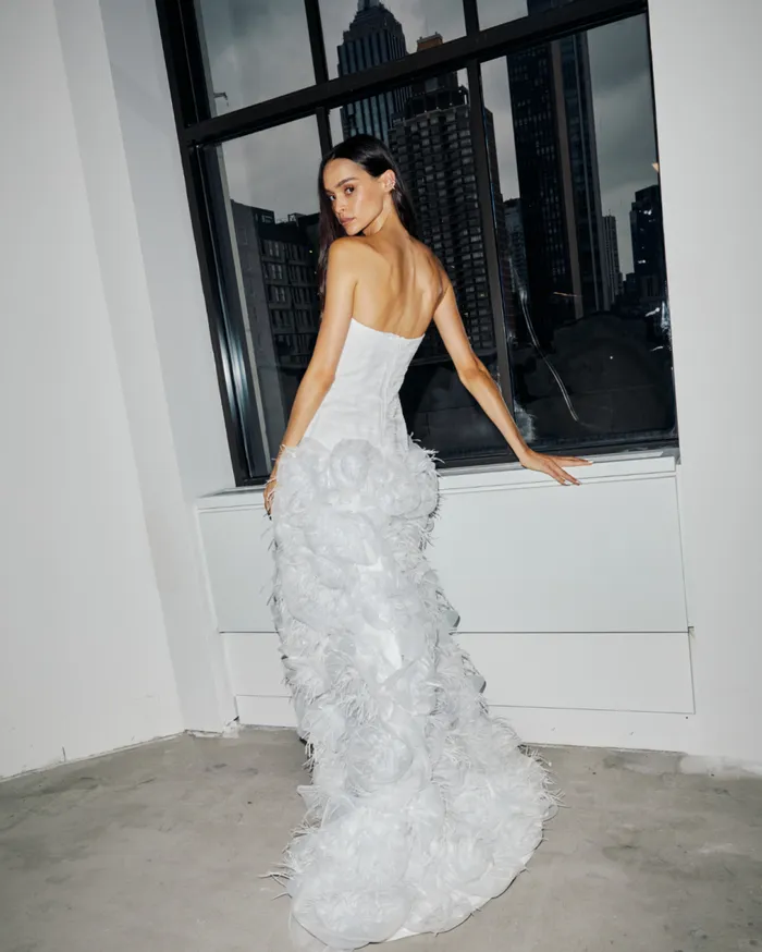 Women PatBO Dresses and Jumpsuits PREORDER HandEmbroidered Strapless Gown EXCLUSIVE White