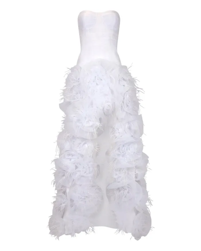 Women PatBO Dresses and Jumpsuits PREORDER HandEmbroidered Strapless Gown EXCLUSIVE White