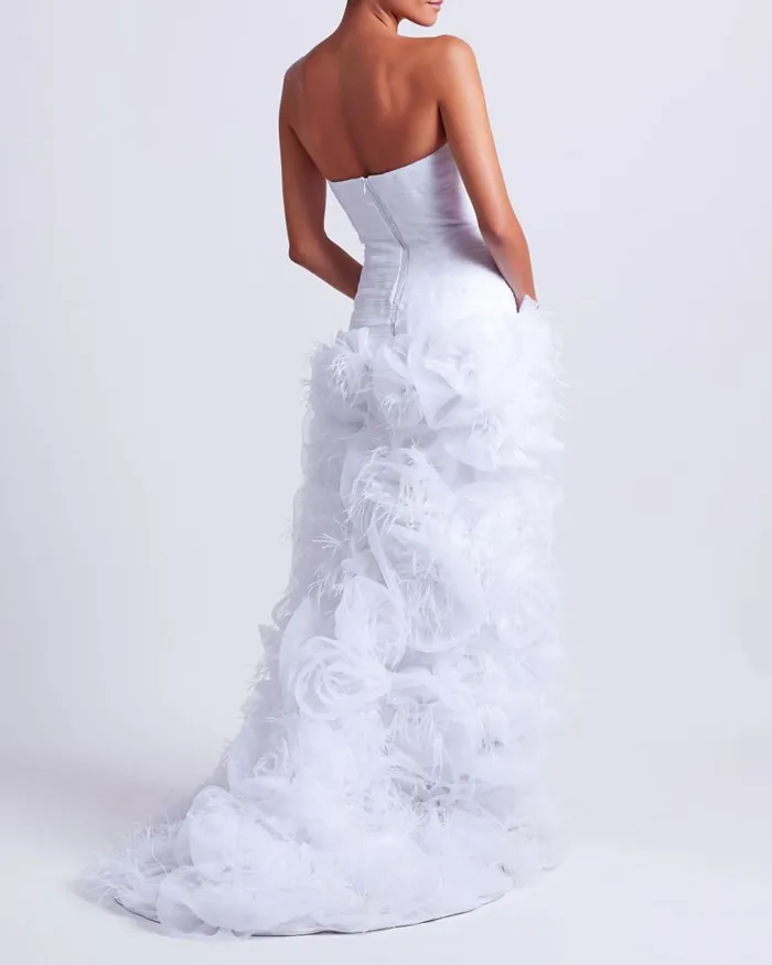 Women PatBO Dresses and Jumpsuits PREORDER HandEmbroidered Strapless Gown EXCLUSIVE White