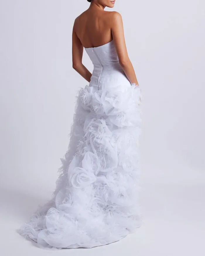 Women PatBO Dresses and Jumpsuits PREORDER HandEmbroidered Strapless Gown EXCLUSIVE White