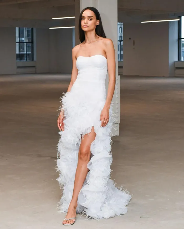 Women PatBO Dresses and Jumpsuits PREORDER HandEmbroidered Strapless Gown EXCLUSIVE White