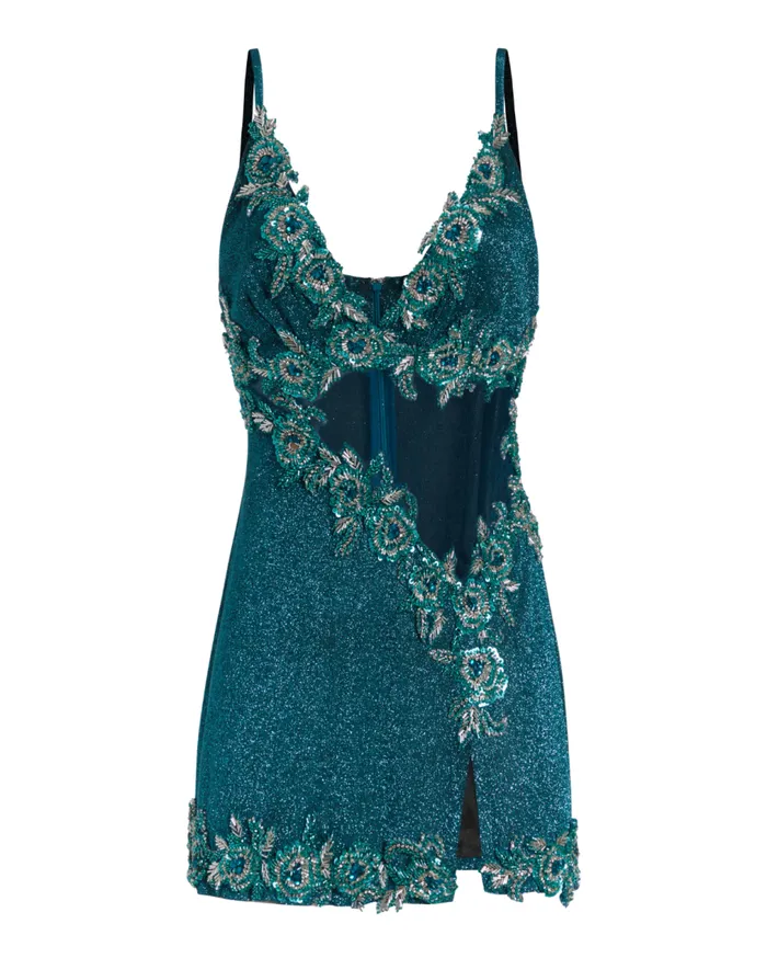 Women PatBO Dresses and Jumpsuits STARDUST EMBROIDERED MINI DRESS FINAL SALE Azure