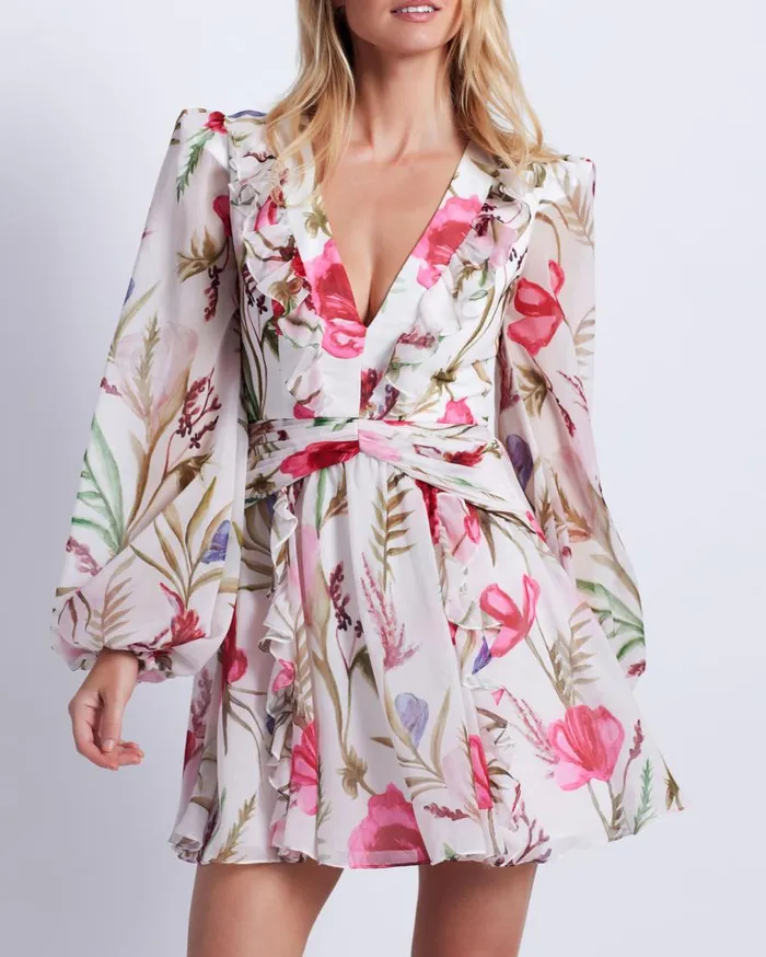 Women PatBO Dresses and Jumpsuits Viera VNeck Mini Dress White