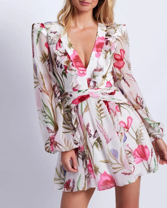 Women PatBO Dresses and Jumpsuits Viera VNeck Mini Dress White Women PatBO Dresses and Jumpsuits Viera VNeck Mini Dress White