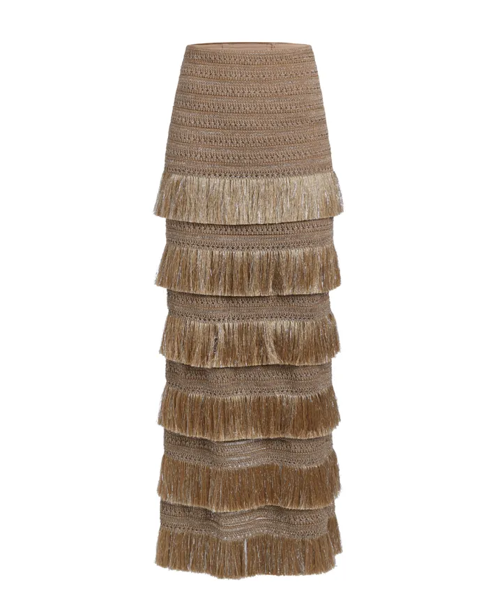 Women PatBO Matching Sets Metallic Fringe Maxi Skirt Gold Women PatBO Matching Sets Metallic Fringe Maxi Skirt Gold