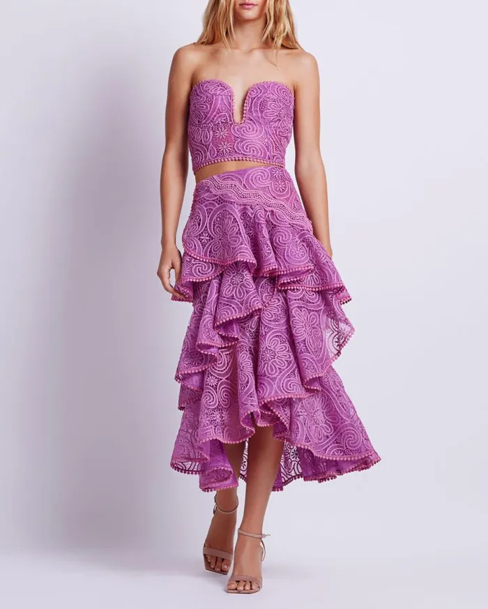 Women PatBO Matching Sets Strapless Lace Bustier EXCLUSIVE Orchid