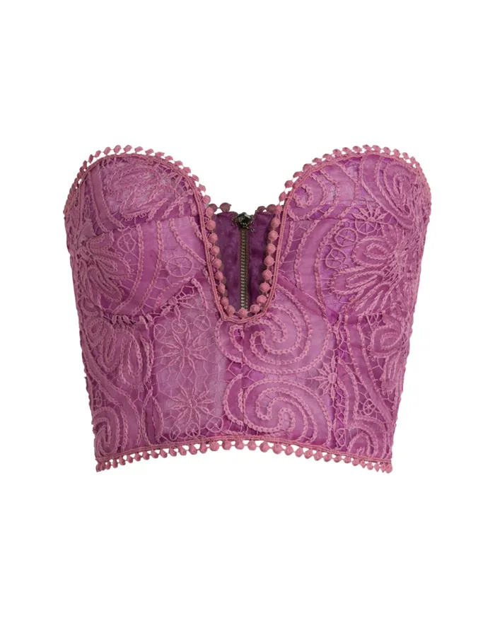 Women PatBO Tops and Bodysuits Strapless Lace Bustier EXCLUSIVE Orchid Women PatBO Tops and Bodysuits Strapless Lace Bustier EXCLUSIVE Orchid