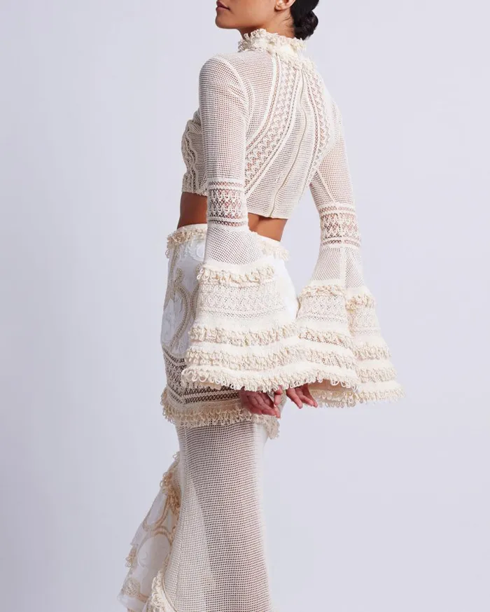 Women PatBO Tops and Bodysuits Woven Bell Sleeve Cropped Top Wheat Women PatBO Tops and Bodysuits Woven Bell Sleeve Cropped Top Wheat