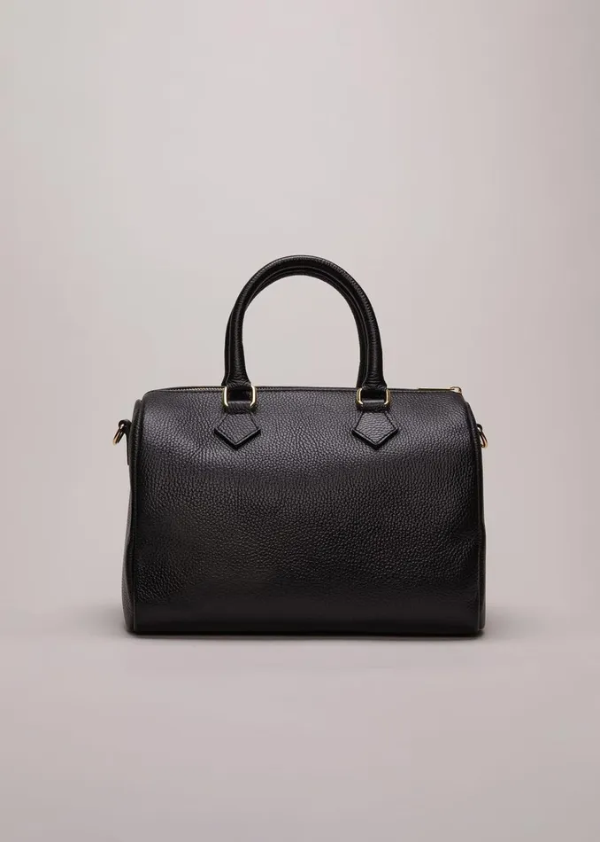 Women Phase Eight Bags and Clutches Black Leather Bowling Bag