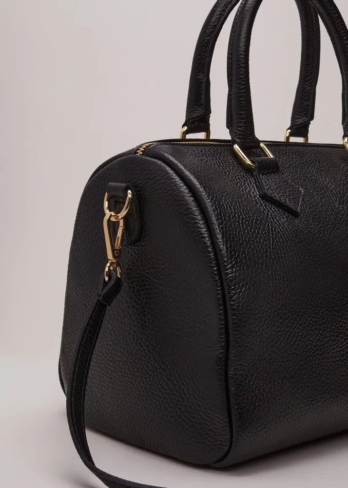 Women Phase Eight Bags and Clutches Black Leather Bowling Bag