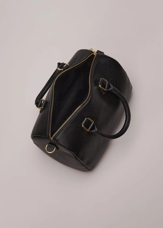 Women Phase Eight Bags and Clutches Black Leather Bowling Bag
