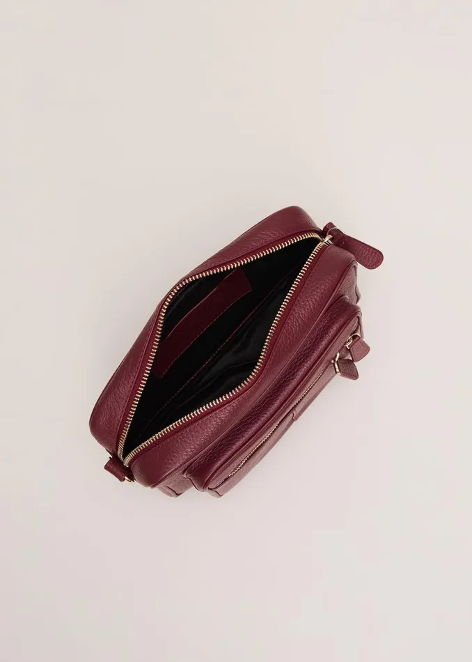 Women Phase Eight Bags and Clutches Burgundy Leather Cross Body Bag