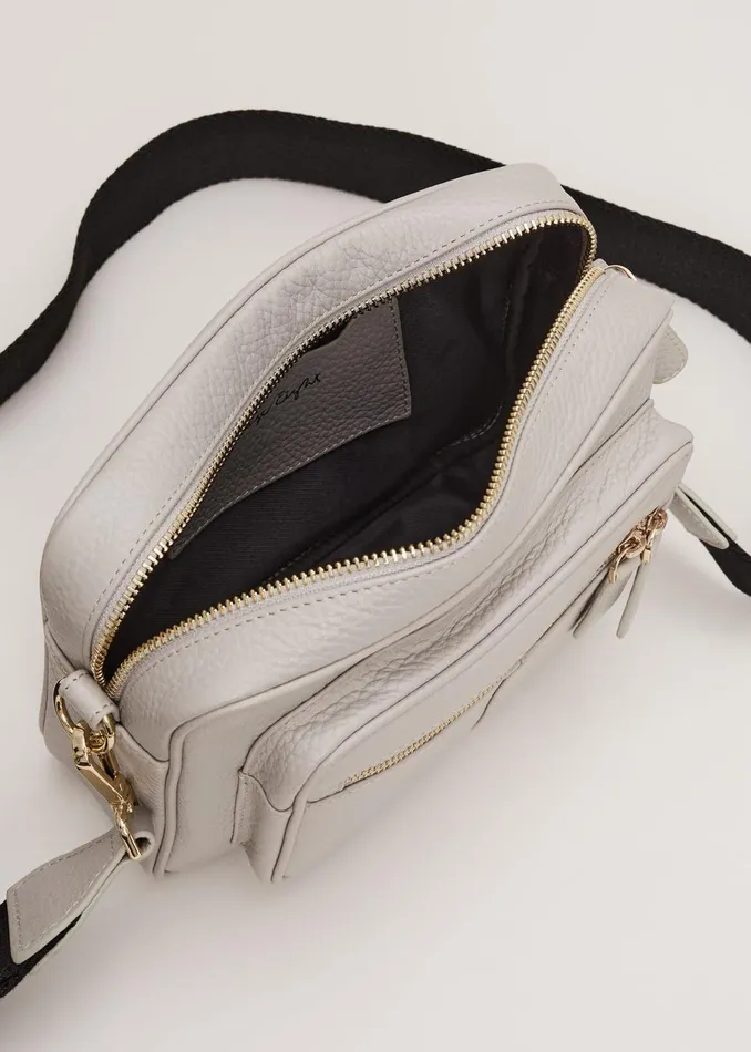 Women Phase Eight Bags and Clutches Grey Leather Cross Body Bag
