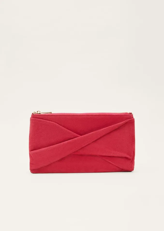 Women Phase Eight Bags and Clutches Red Suede Clutch Bag
