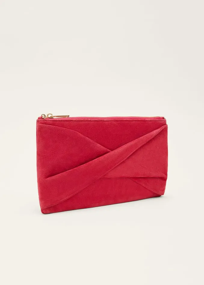 Women Phase Eight Bags and Clutches Red Suede Clutch Bag