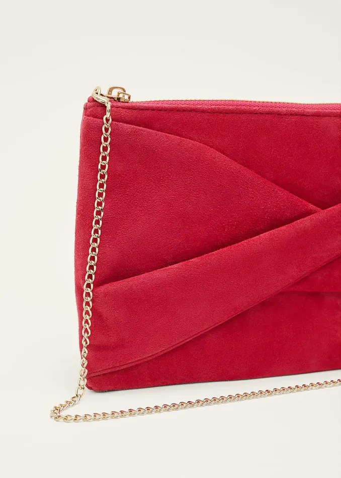 Women Phase Eight Bags and Clutches Red Suede Clutch Bag