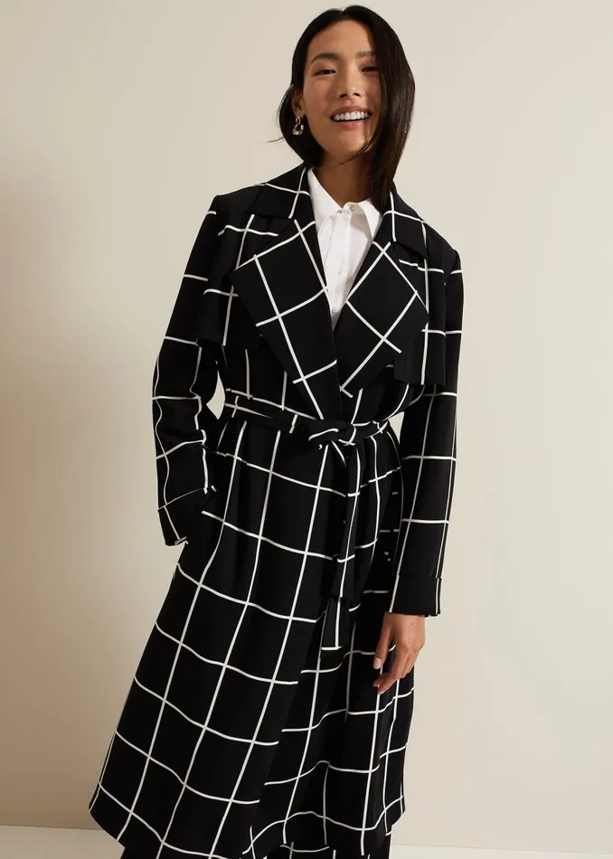 Women Phase Eight Coats Aspen Check Drape Trench