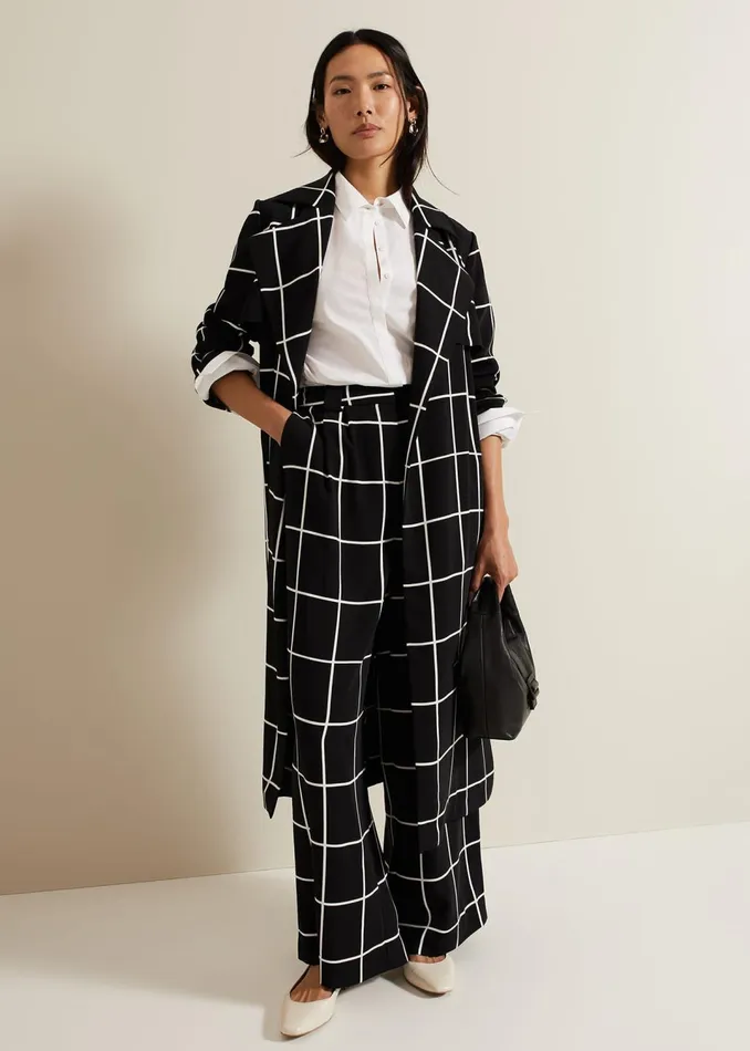 Women Phase Eight Coats Aspen Check Drape Trench