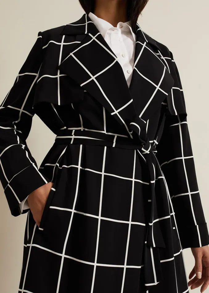 Women Phase Eight Coats Aspen Check Drape Trench