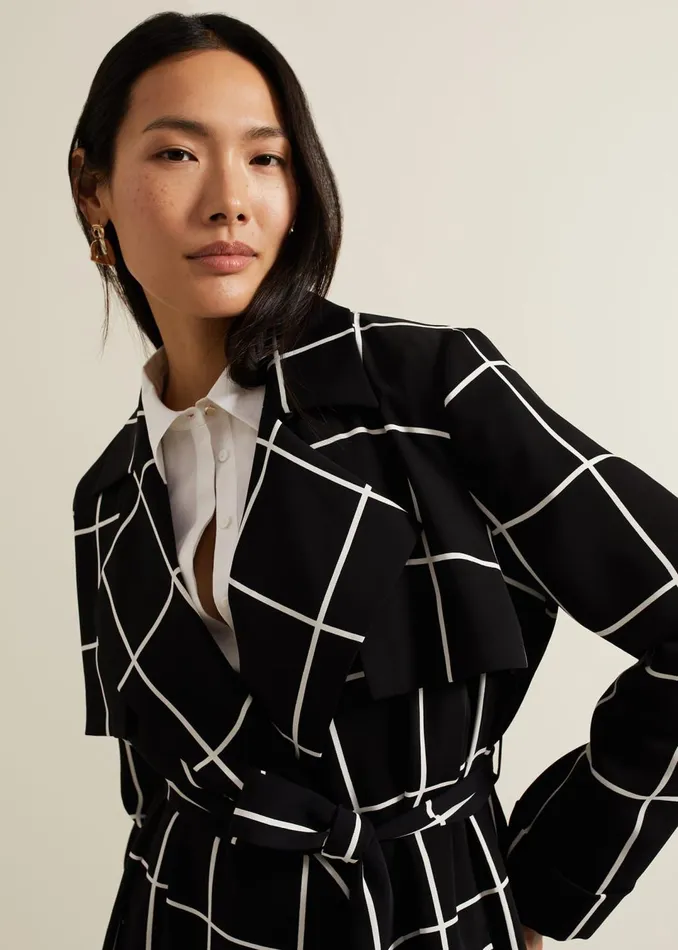 Women Phase Eight Coats Aspen Check Drape Trench