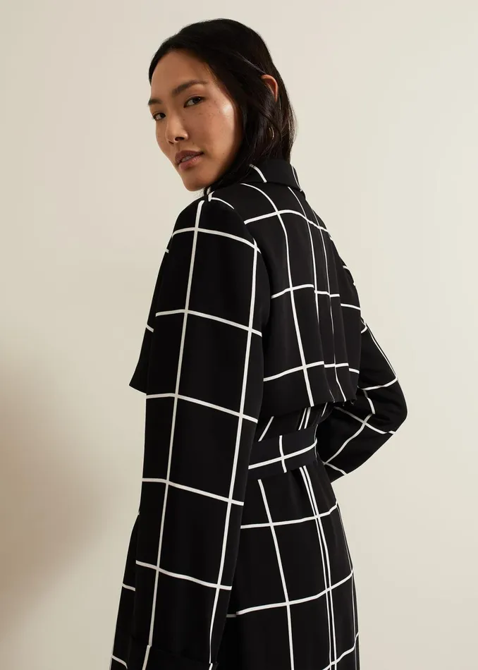 Women Phase Eight Coats Aspen Check Drape Trench