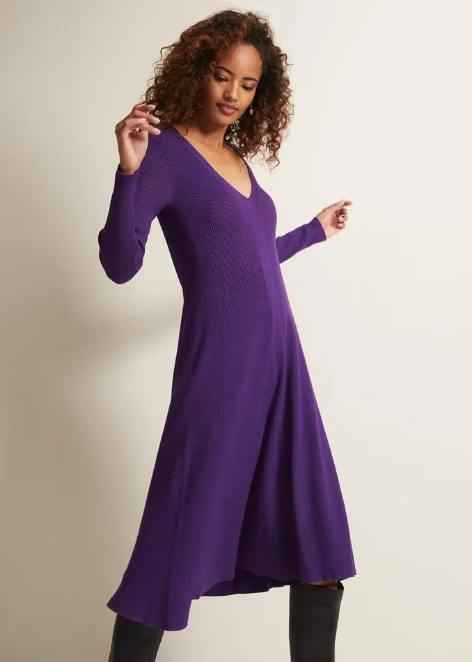 Women Phase Eight Dresses Amberlyn Purple Fit And Flare Midi Dress