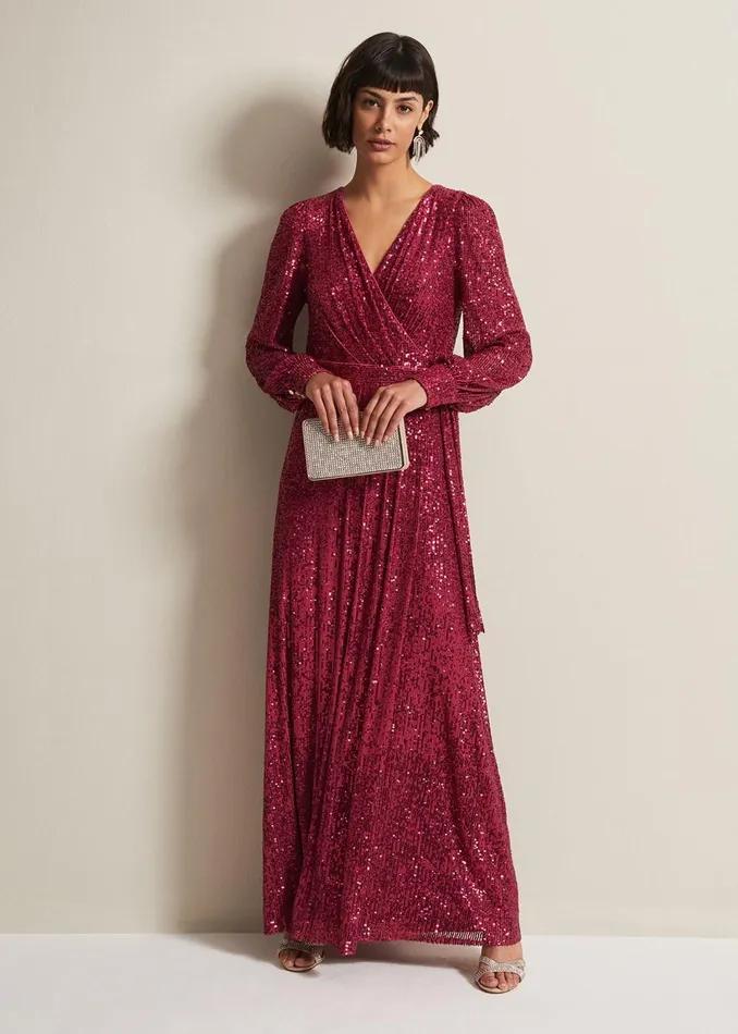 Women Phase Eight Dresses Amily Pink Sequin Maxi Dress