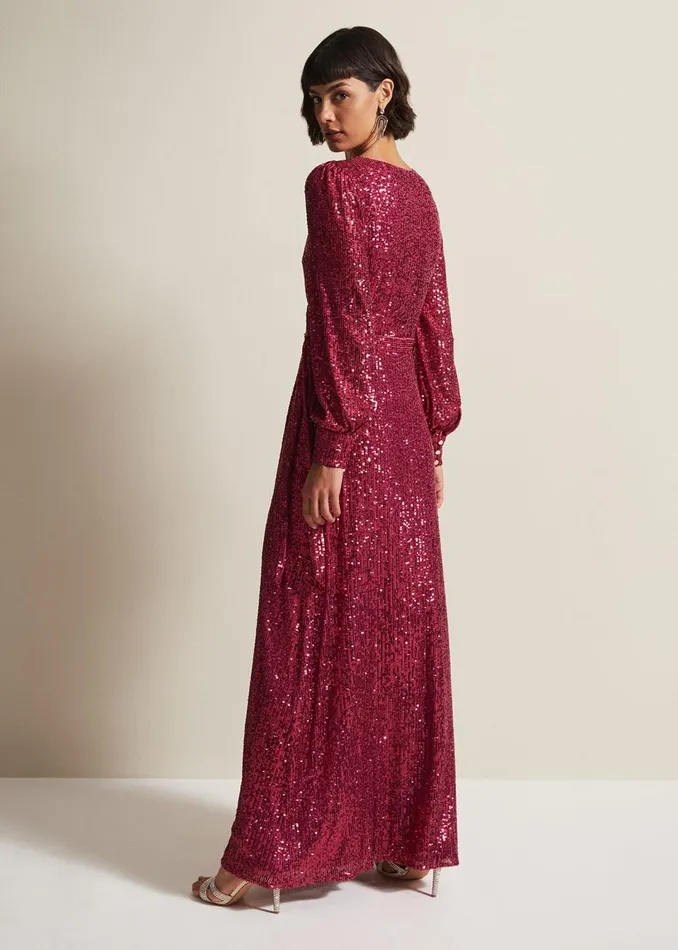 Women Phase Eight Dresses Amily Pink Sequin Maxi Dress