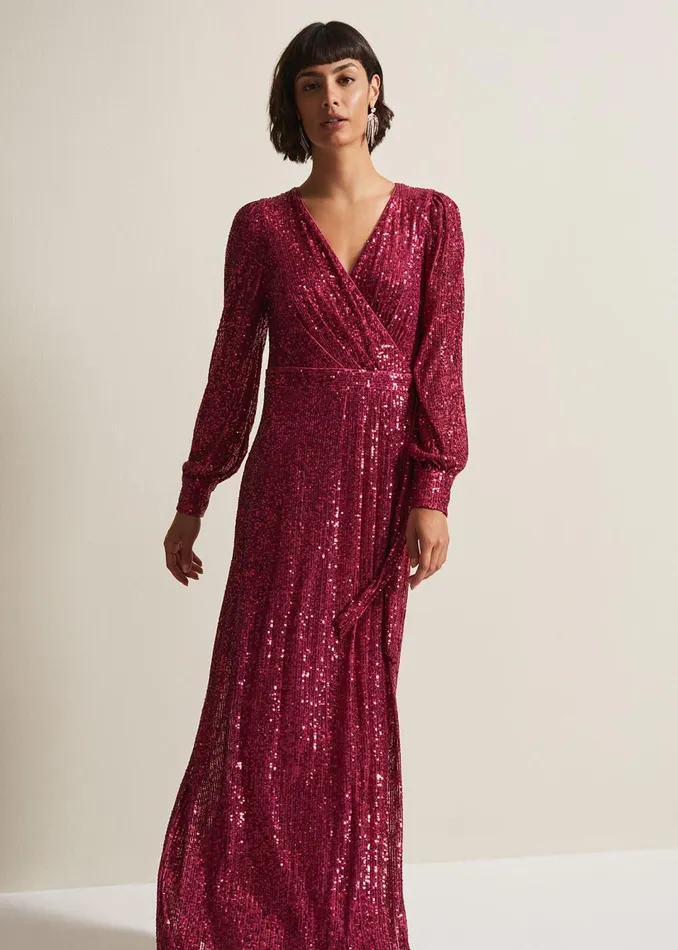 Women Phase Eight Dresses Amily Pink Sequin Maxi Dress