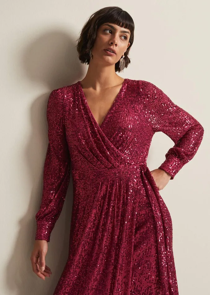 Women Phase Eight Dresses Amily Pink Sequin Maxi Dress