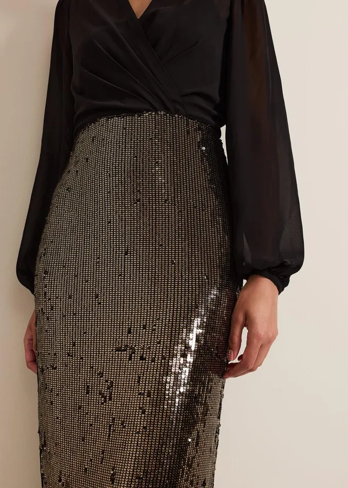 Women Phase Eight Dresses Aniya Sequin Long Sleeved Maxi Dress