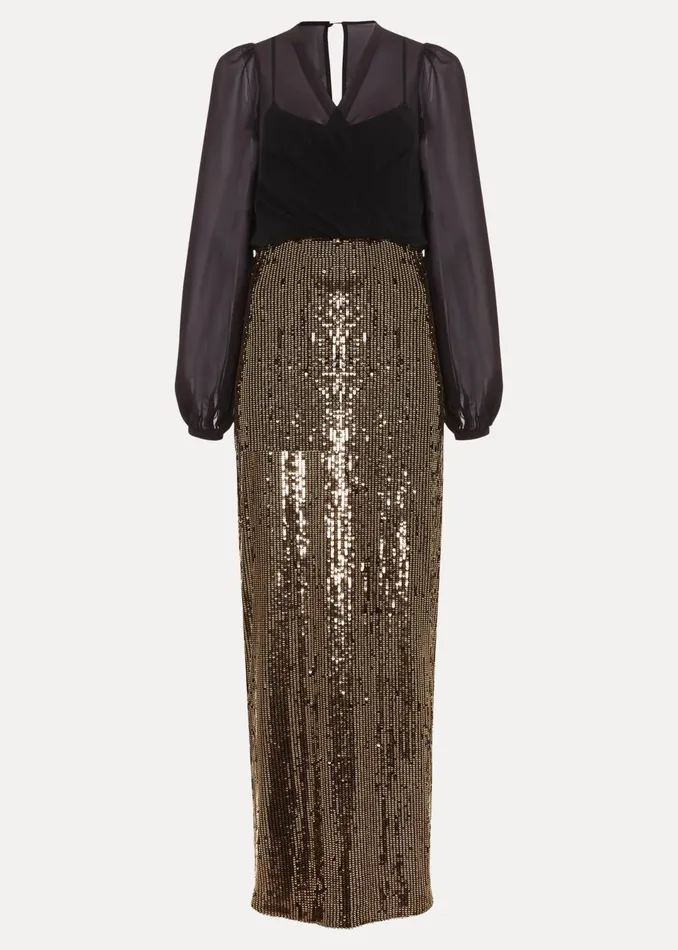 Women Phase Eight Dresses Aniya Sequin Long Sleeved Maxi Dress