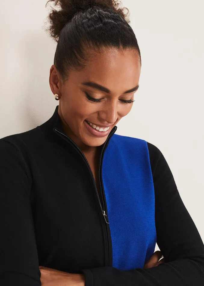 Women Phase Eight Dresses Arden Zip Detail Colour Block Knit Dress