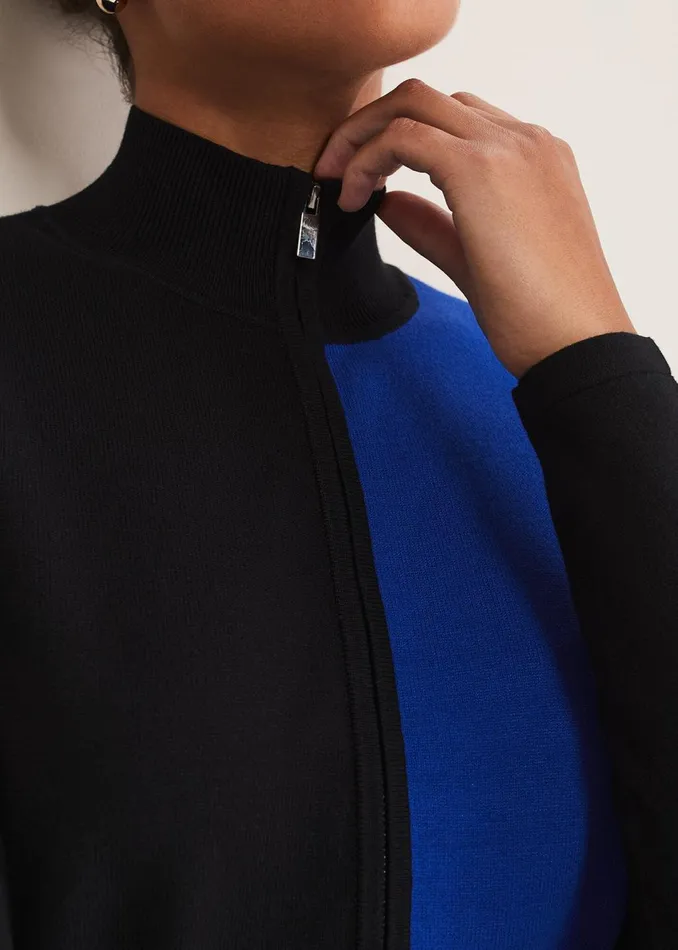 Women Phase Eight Dresses Arden Zip Detail Colour Block Knit Dress