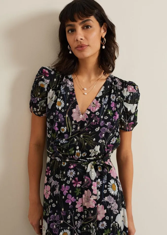 Women Phase Eight Dresses Azalea Print Fil Coupe Dress