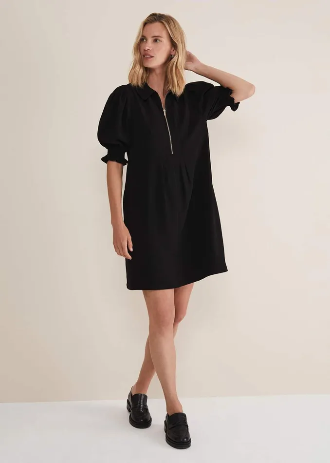 Women Phase Eight Dresses Candice Black Zip Mini Dress